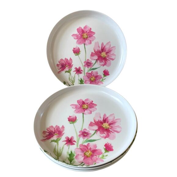 Soho Loft Pink Floral Melamine Dinner Plates 11in Set of 4 Spring NEW - Picture 7 of 15